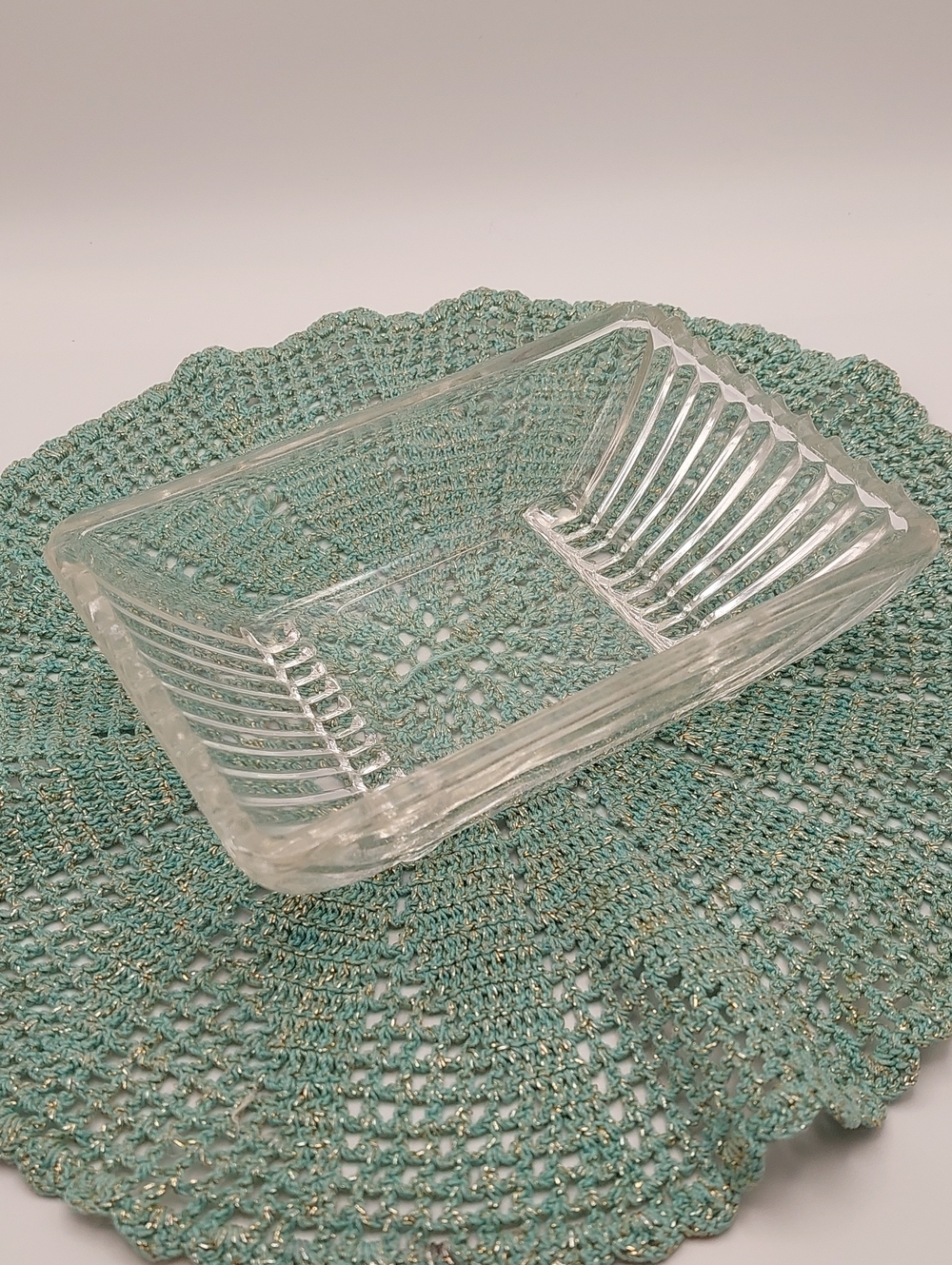 Clear Pressed Glass Rectangular Serving Dish - Vintage Unsigned Open To Offers